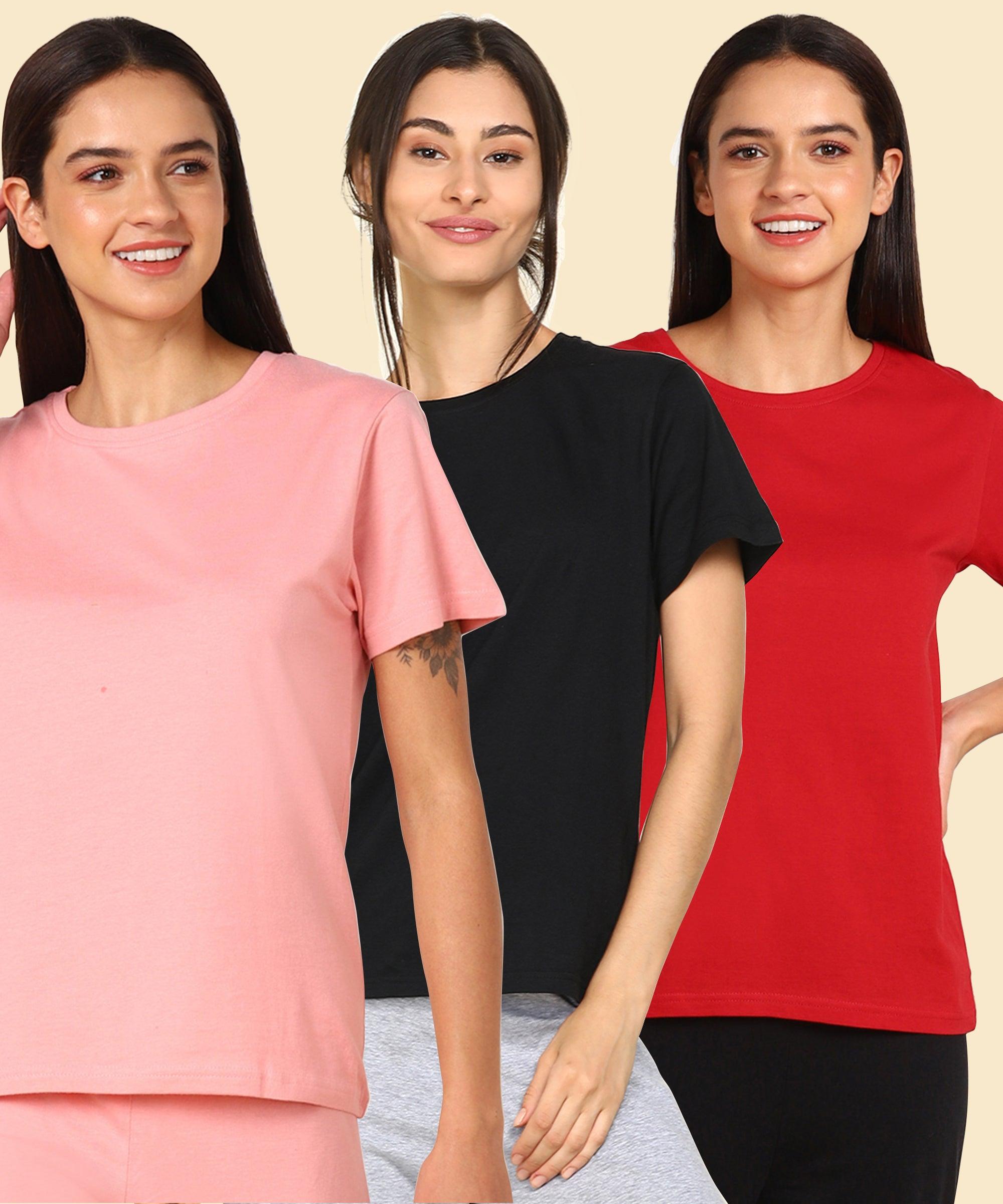 Young Trendz Women Regular Fit Combo Solid Tshirt - Young Trendz