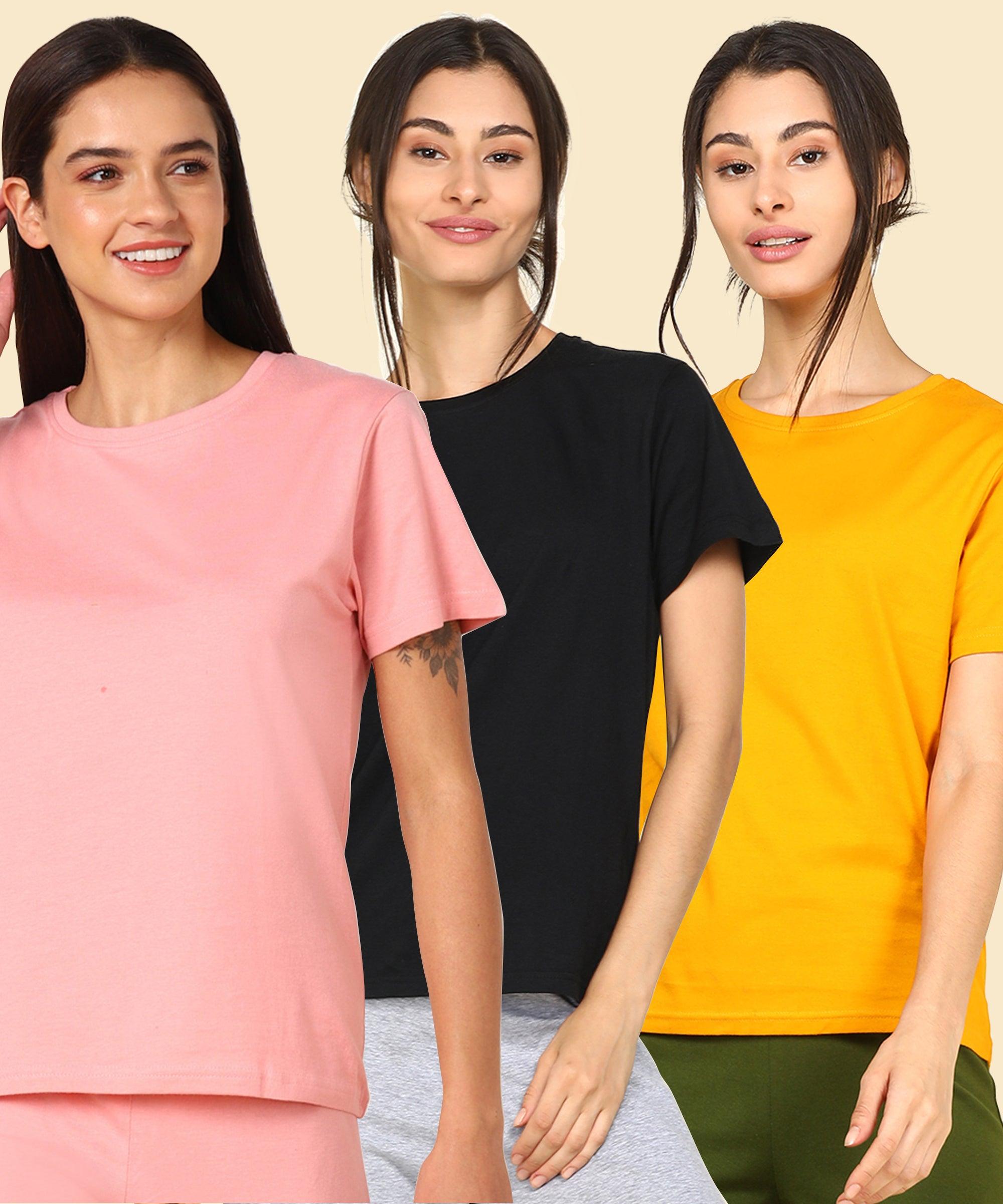 Young Trendz Women Regular Fit Combo Solid Tshirt - Young Trendz
