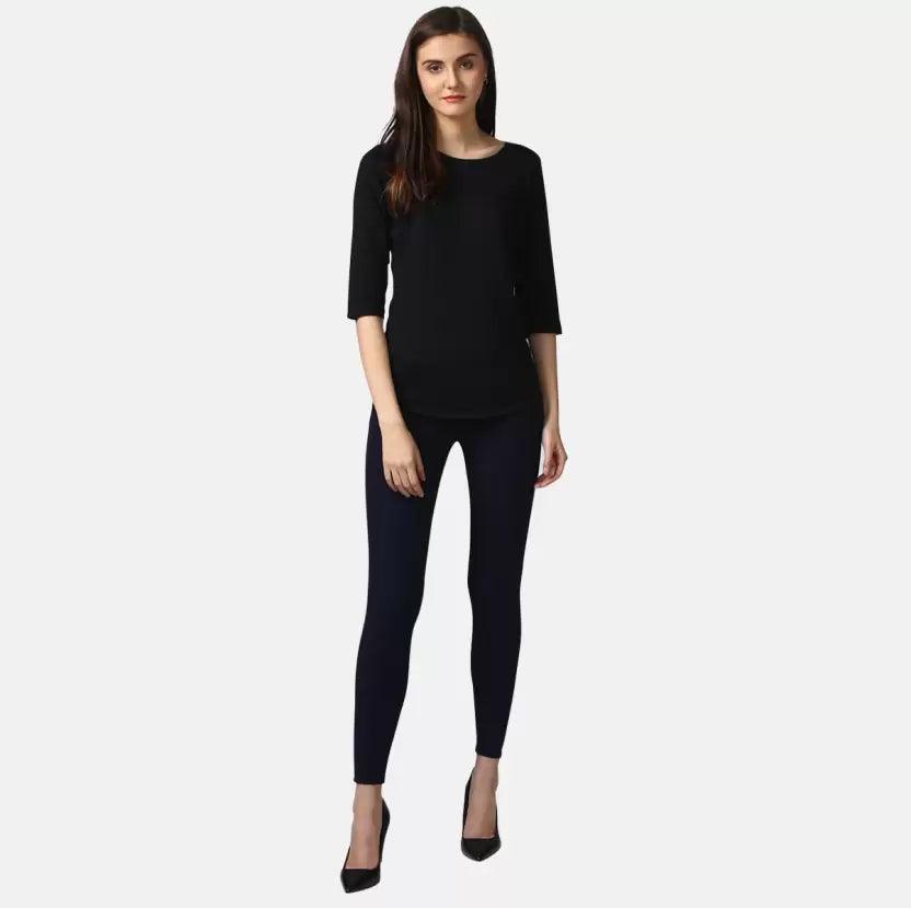 Pack of 3 Women Self Design, Solid Round Neck T-Shirt (BLACK,RED,YELLOW) - Young Trendz