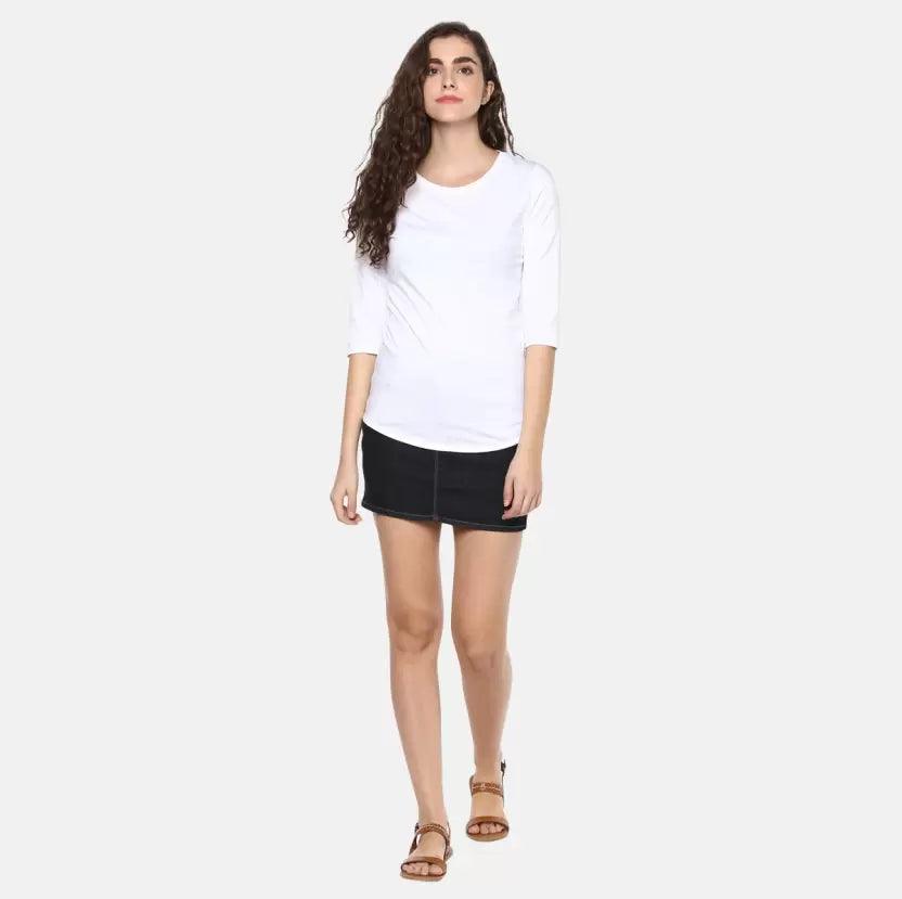 Pack of 3 Women Self Design, Solid Round Neck Tshirt (BLACK,WHITE,YELOLOW) - Young Trendz