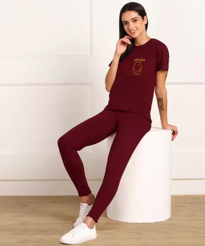 Women Printed T-shirt & Pyjama Set Pure Soft Cotton - Young Trendz
