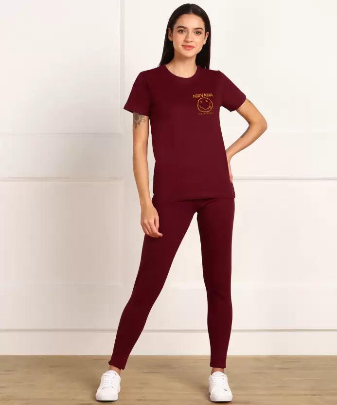 Women Printed T-shirt & Pyjama Set Pure Soft Cotton - Young Trendz