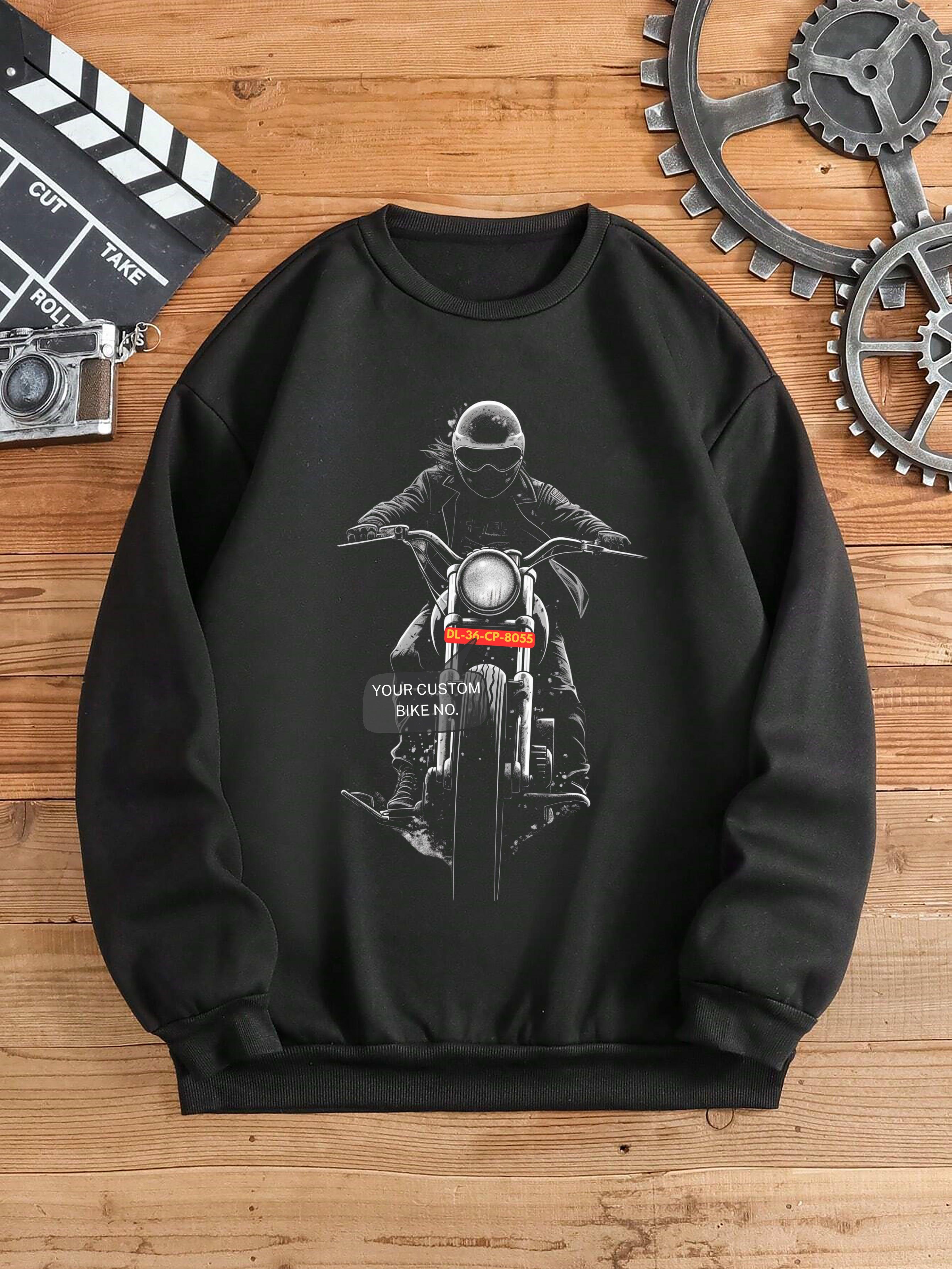 Rider's Pride: High-Quality Biker Unisex Sweatshirts with Custom Number Plate - Young Trendz