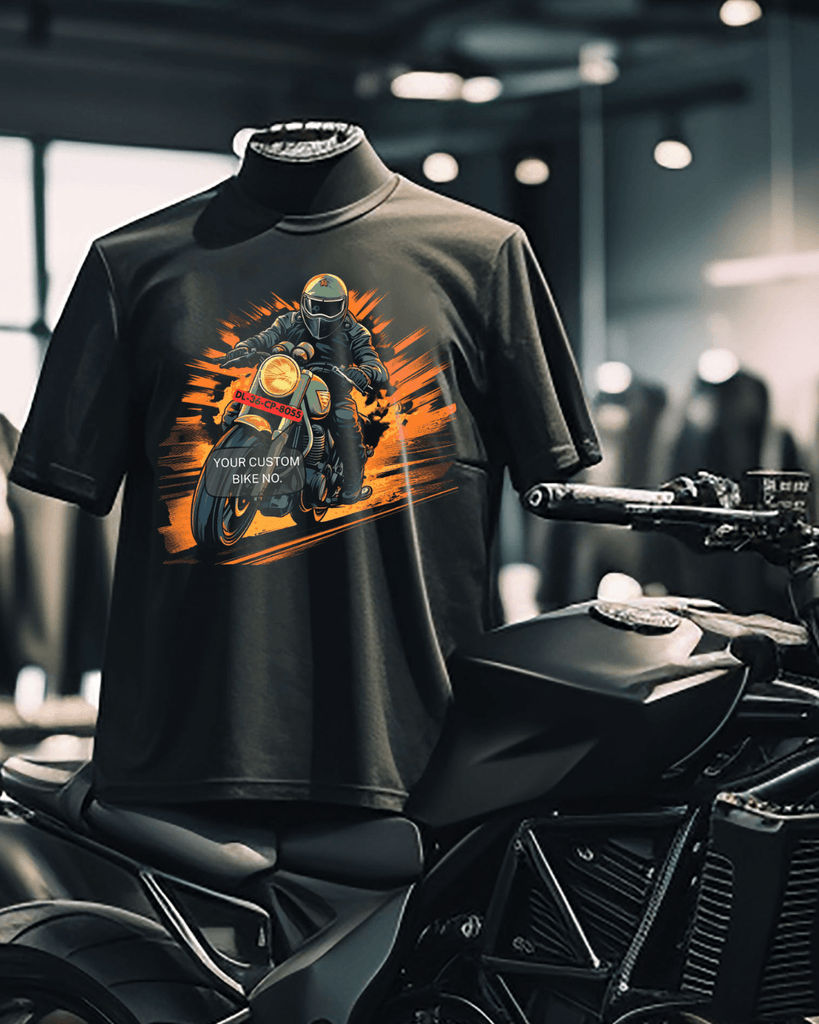 Rider's Pride: High-Quality Biker T-Shirts with Custom Number Plate - Young Trendz