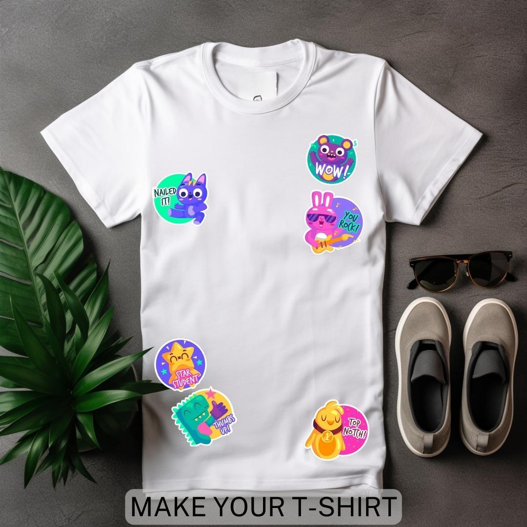 Rock It - DIY T-Shirt Printing Kit: Express Your Creativity with Ease (Tshirt + 6pcs DIY Sticker) - Young Trendz