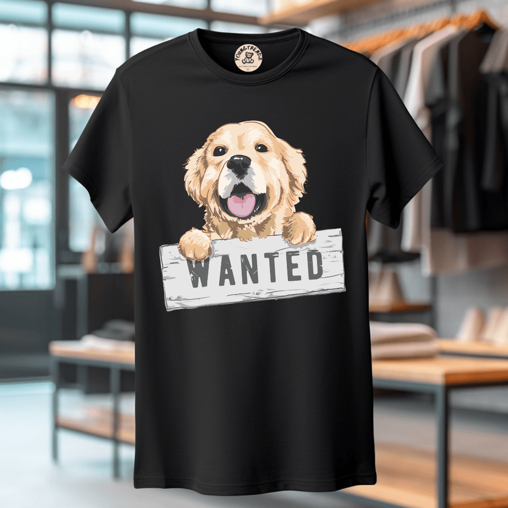 Cute Lab - Golden Retriever Wanted Printed T-shirt for Men & Women - Young Trendz