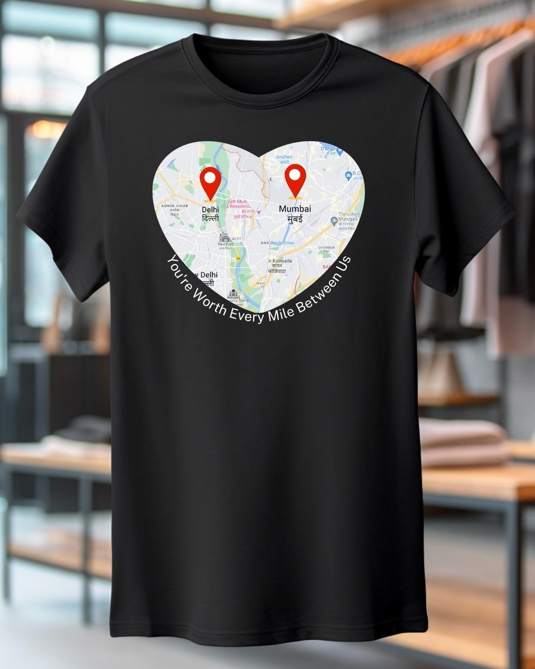 Long Distance T-shirt Gift (Custom Your City) Map Your Love Journey - Young Trendz