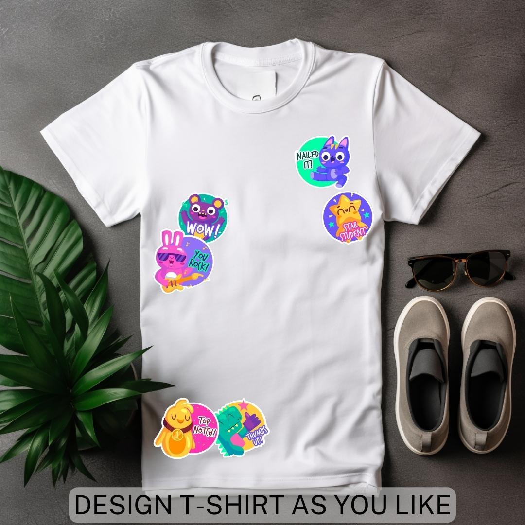 Rock It - DIY T-Shirt Printing Kit: Express Your Creativity with Ease (Tshirt + 6pcs DIY Sticker) - Young Trendz