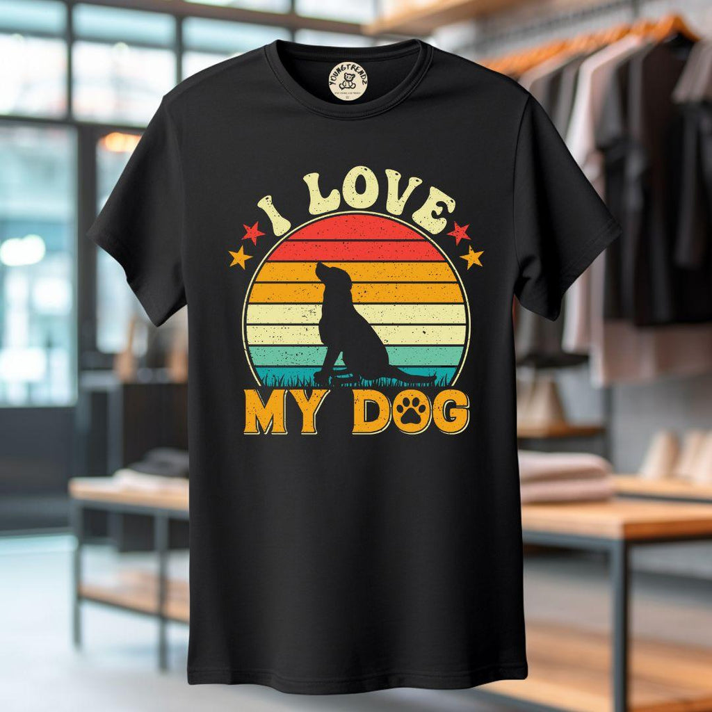 Retro - I Love My Dog Printed T-shirt for Men & Women - Young Trendz