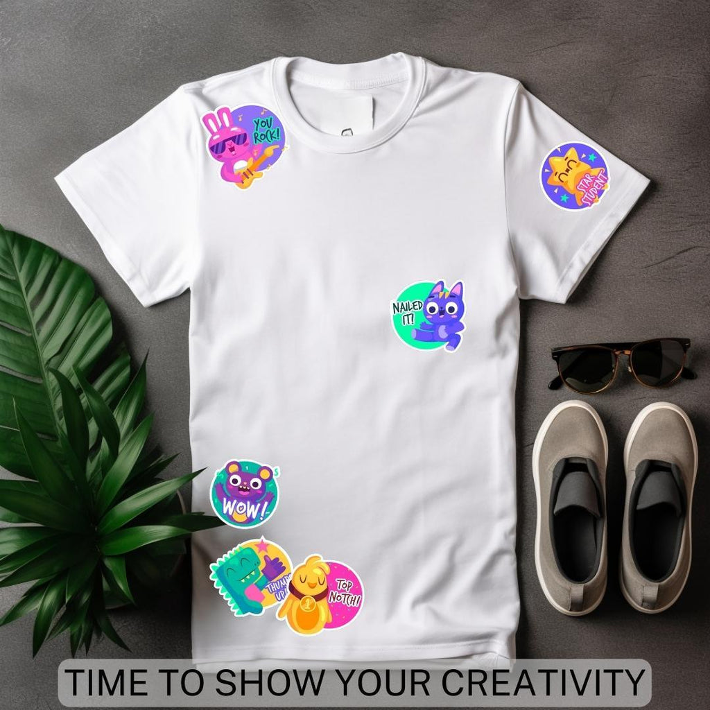 Rock It - DIY T-Shirt Printing Kit: Express Your Creativity with Ease (Tshirt + 6pcs DIY Sticker) - Young Trendz