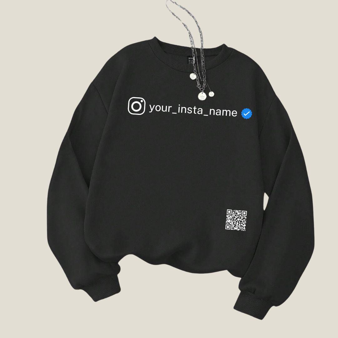 Custom Instagram Unisex Sweat Shirt - Personalized QR Code Sweatshirt - Young Trendz