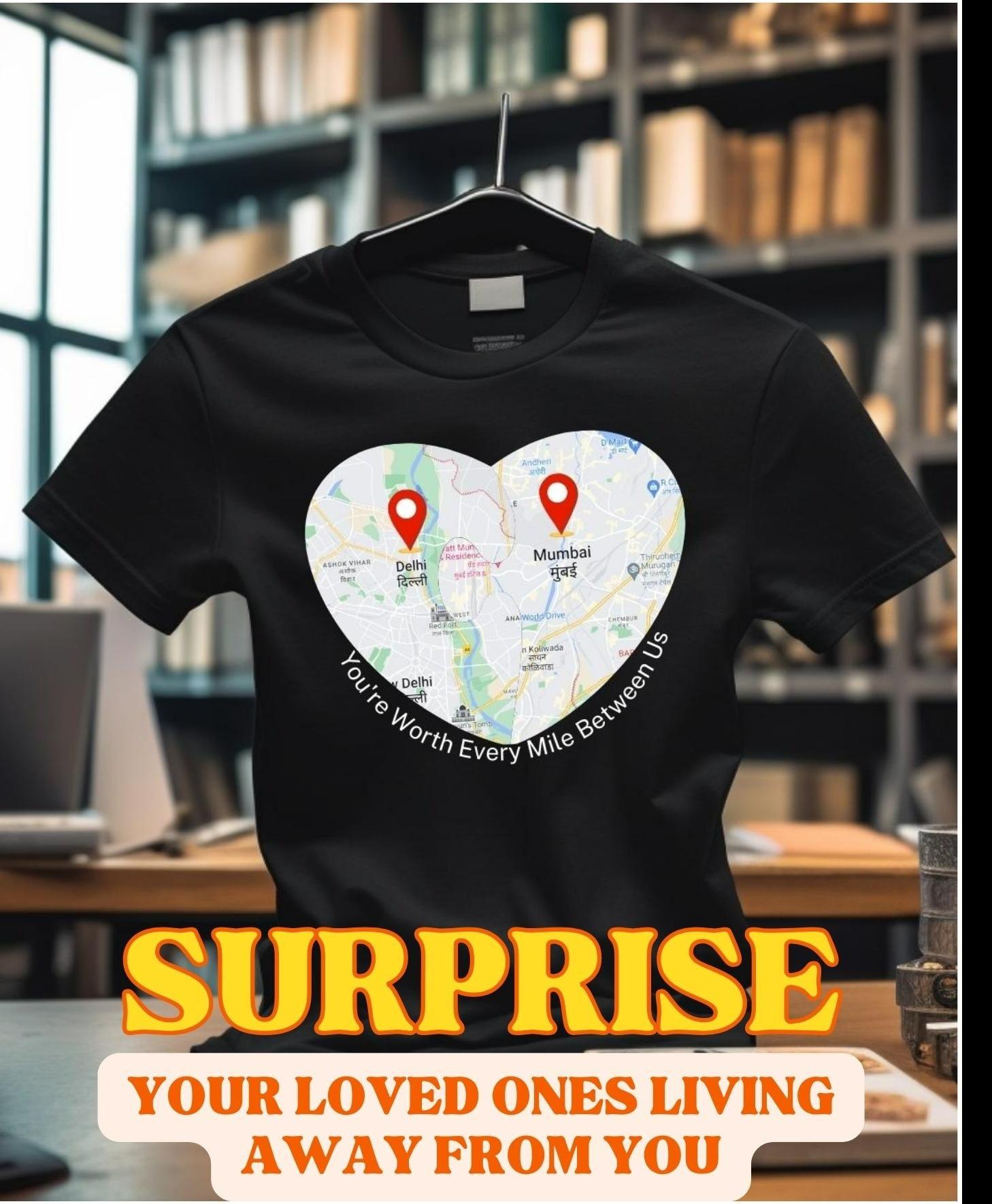 Long Distance T-shirt Gift (Custom Your City) Map Your Love Journey - Young Trendz