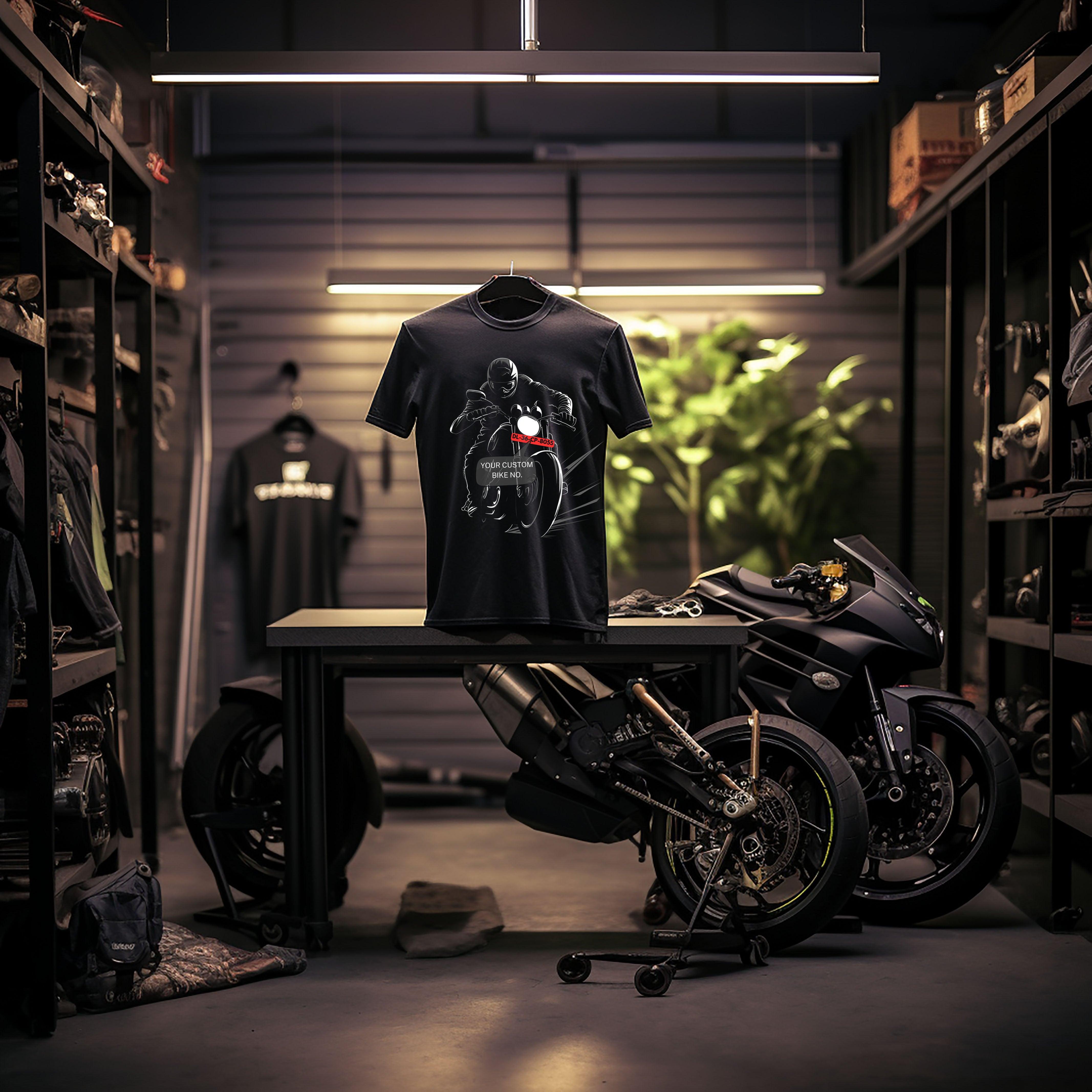 Rider's Pride: High-Quality Biker T-Shirts with Custom Number Plate - Young Trendz