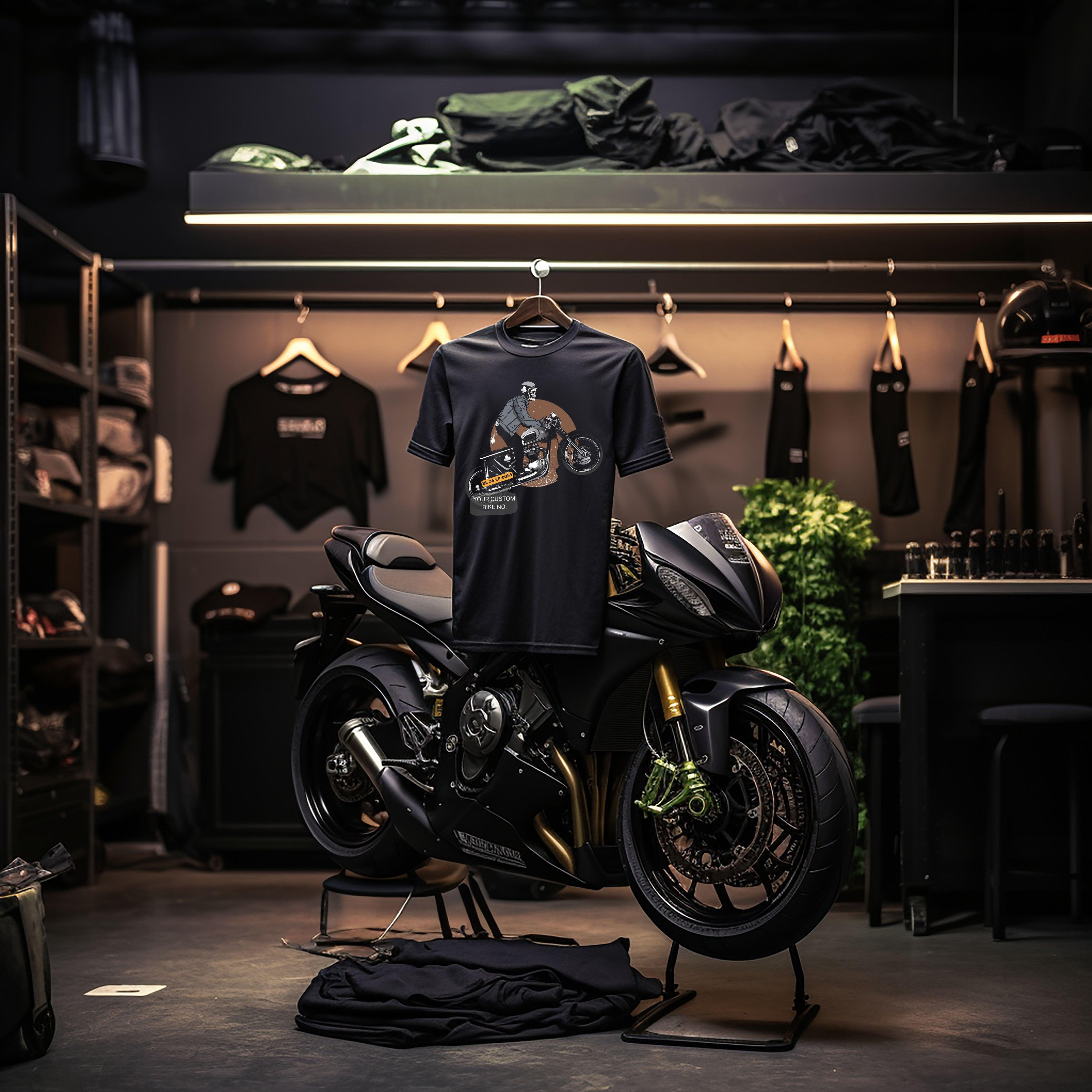 Rider's Pride: High-Quality Biker T-Shirts with Custom Number Plate - Young Trendz