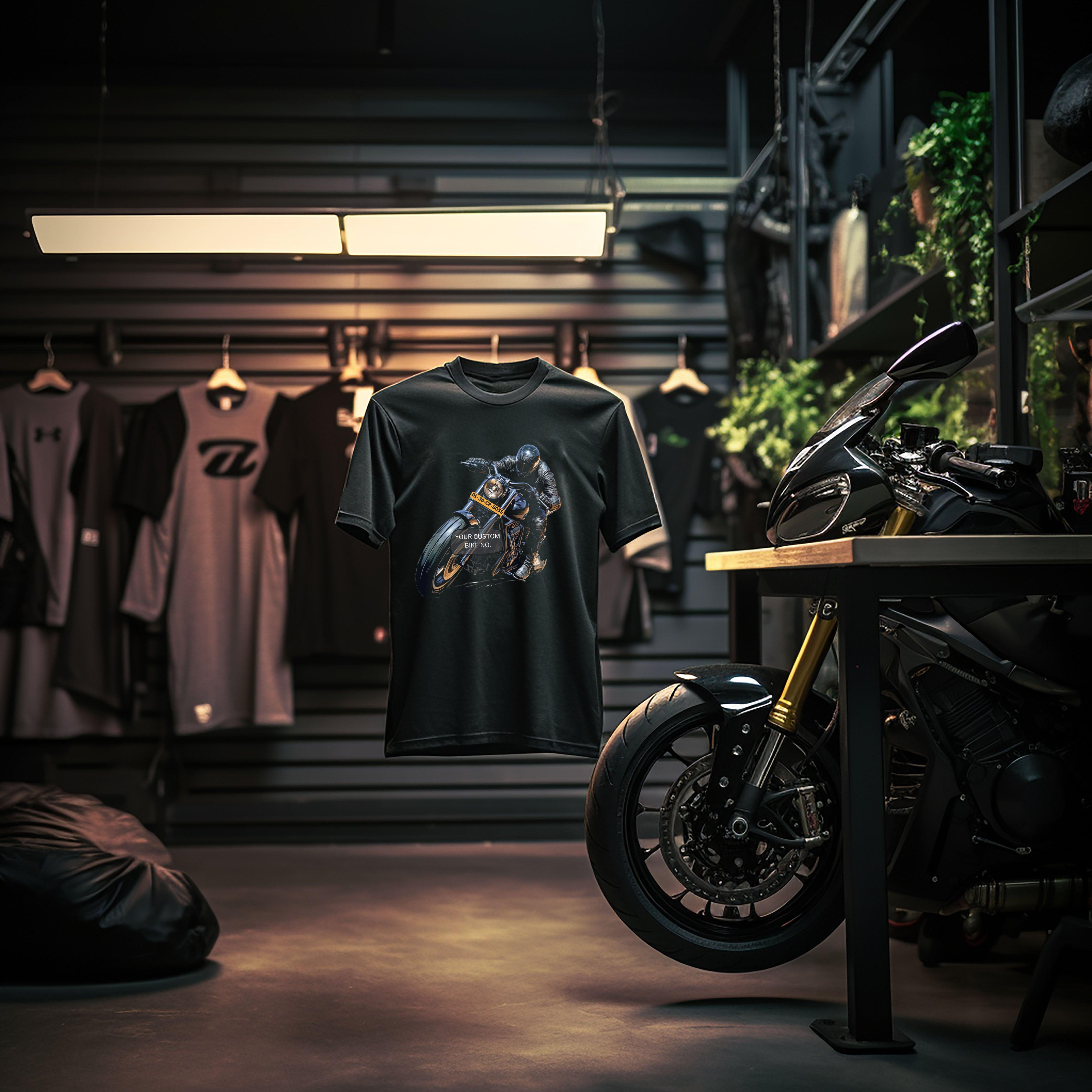 Rider's Pride: High-Quality Biker T-Shirts with Custom Number Plate - Young Trendz