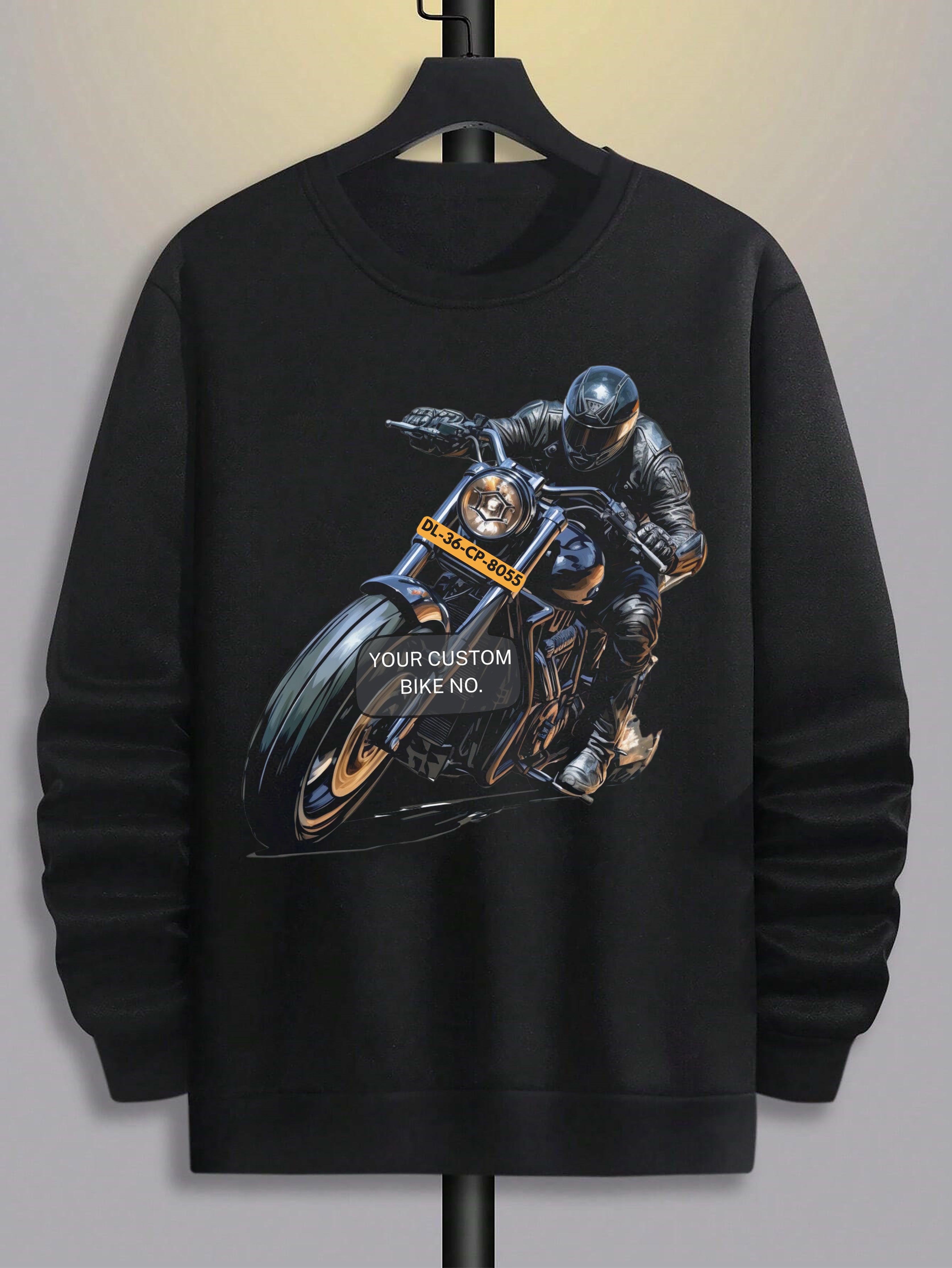 Rider's Pride: High-Quality Biker Unisex Sweatshirts with Custom Number Plate - Young Trendz