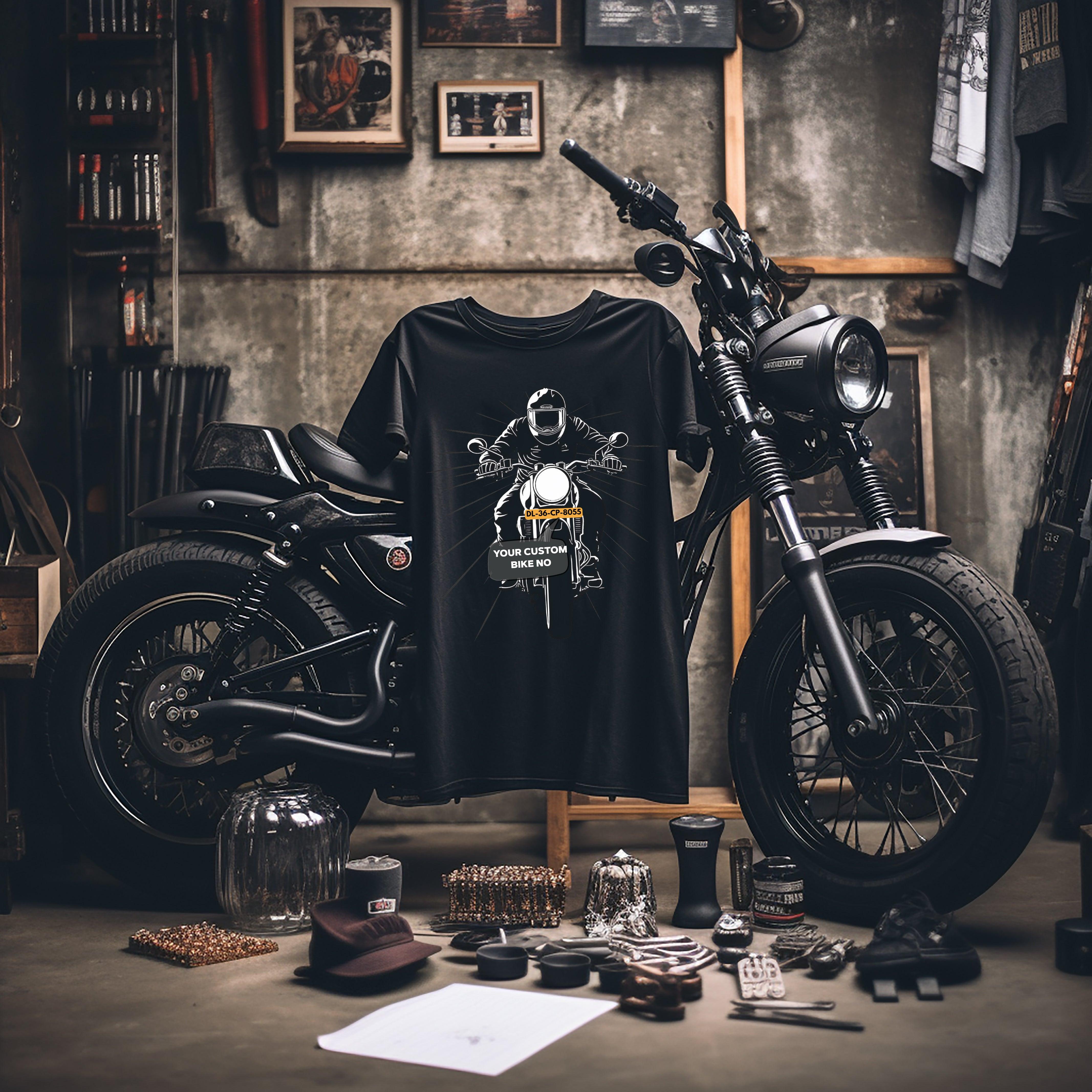 Rider's Pride: High-Quality Biker T-Shirts with Custom Number Plate - Young Trendz