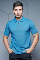 Textures Knit Zip Polo - Comfort Fit Tee - Young Trendz