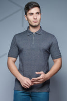 Textures Knit Zip Polo - Comfort Fit Tee - Young Trendz