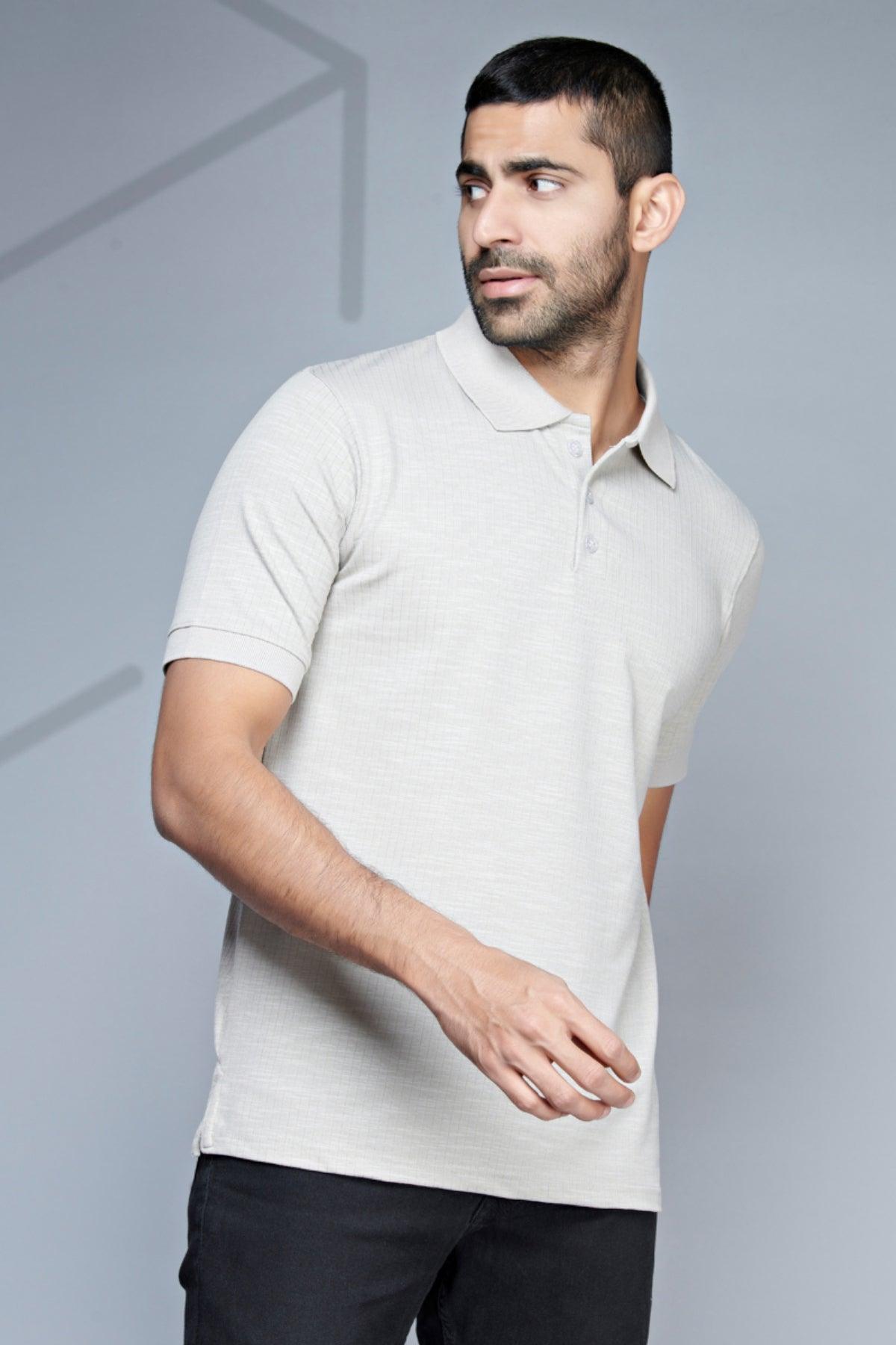 Sophisticated Polo - Premium Textured Knit Tailored Fit Tee - Young Trendz