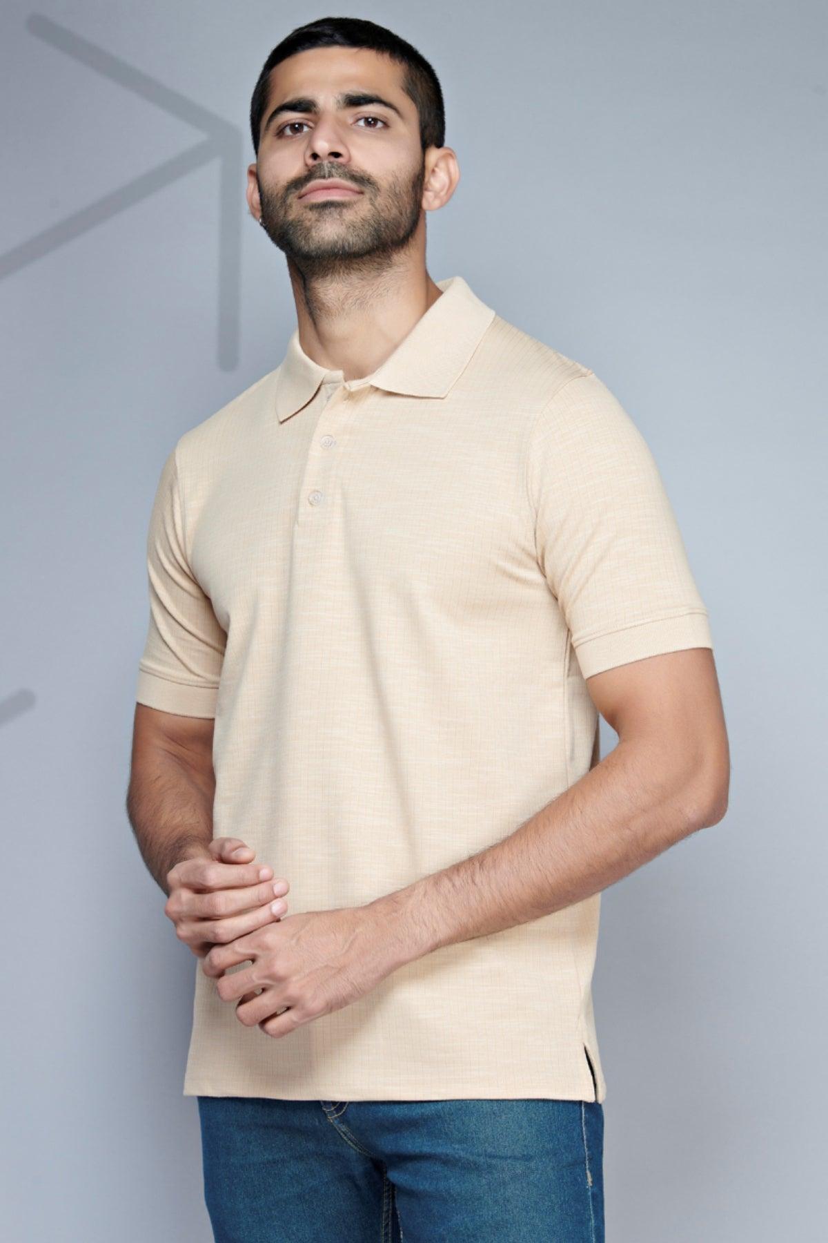 Sophisticated Polo - Premium Textured Knit Tailored Fit Tee - Young Trendz