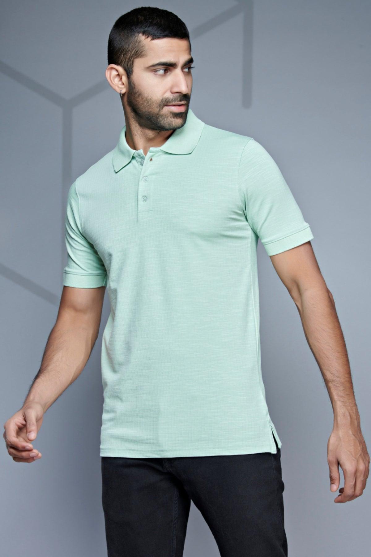 Sophisticated Polo - Premium Textured Knit Tailored Fit Tee - Young Trendz