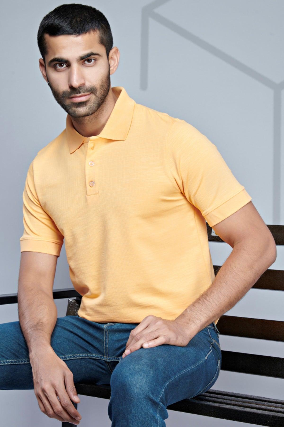 Sophisticated Polo - Premium Textured Knit Tailored Fit Tee - Young Trendz