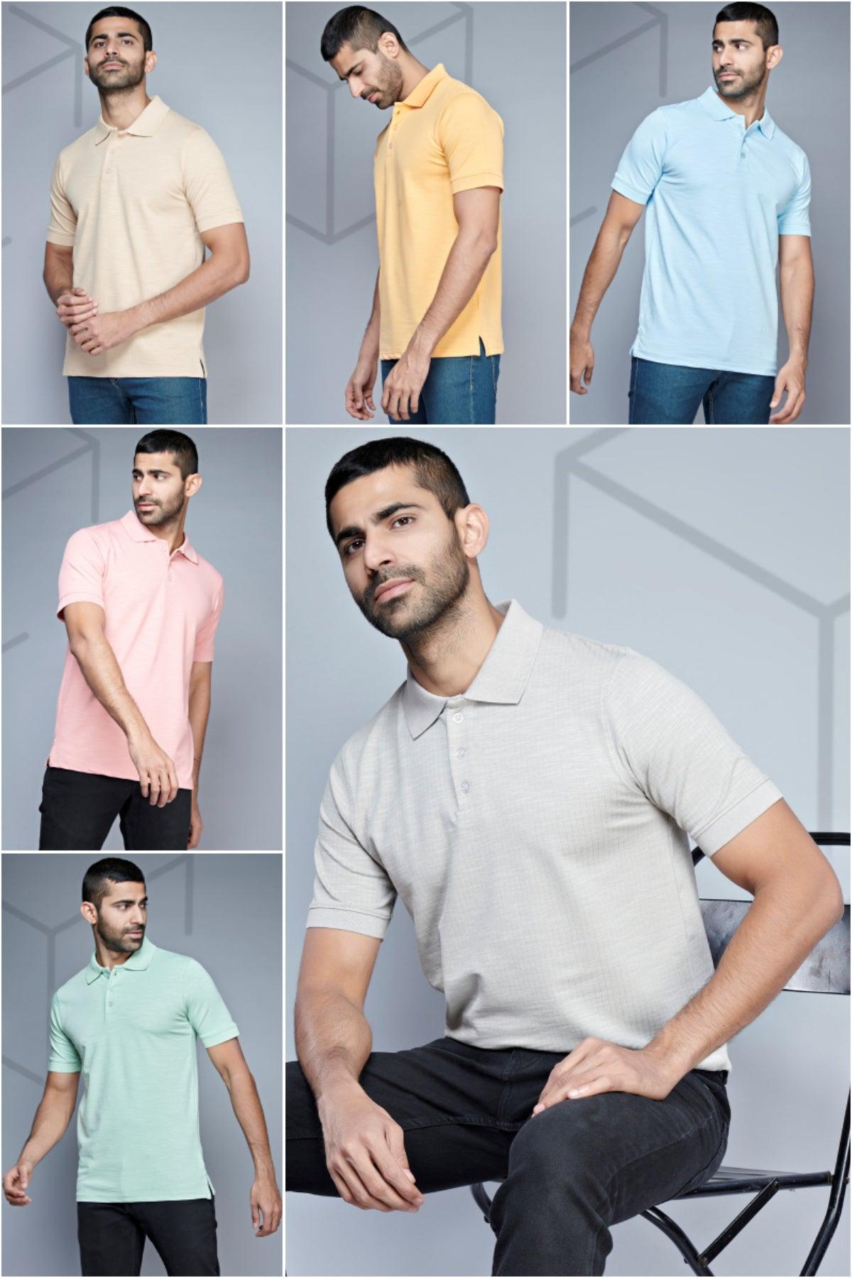 Sophisticated Polo - Premium Textured Knit Tailored Fit Tee - Young Trendz