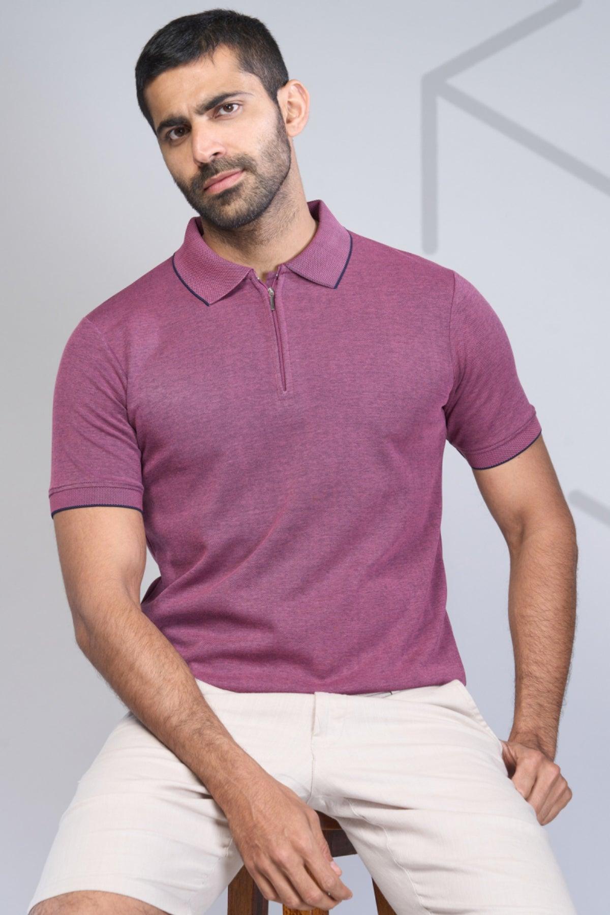 Classic Zip-Front Polo Tee in Trendy Hues for Effortless Style! - Young Trendz