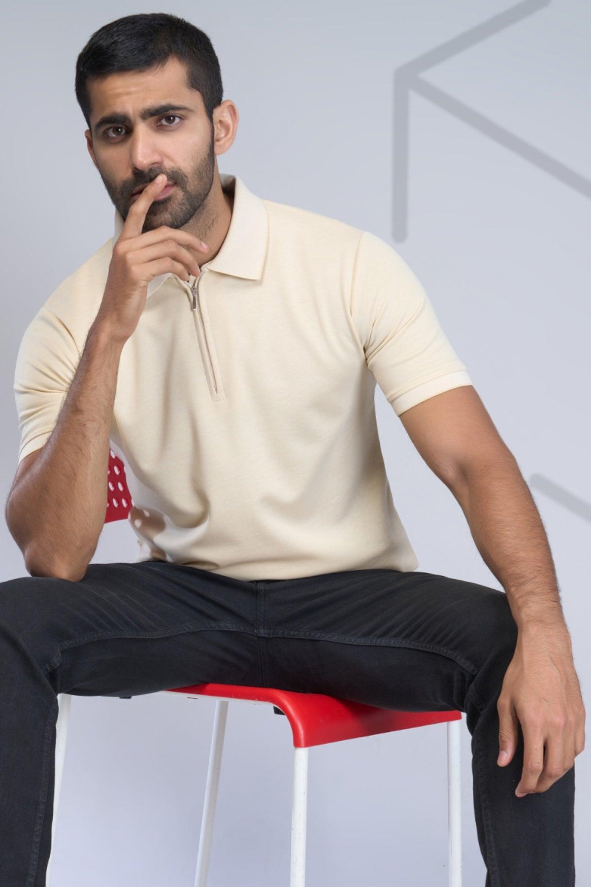 Classic Zip-Front Polo Tee in Trendy Hues for Effortless Style! - Young Trendz