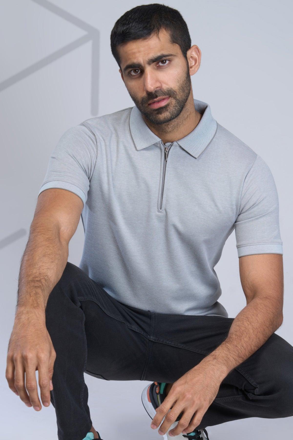 Classic Zip-Front Polo Tee in Trendy Hues for Effortless Style! - Young Trendz