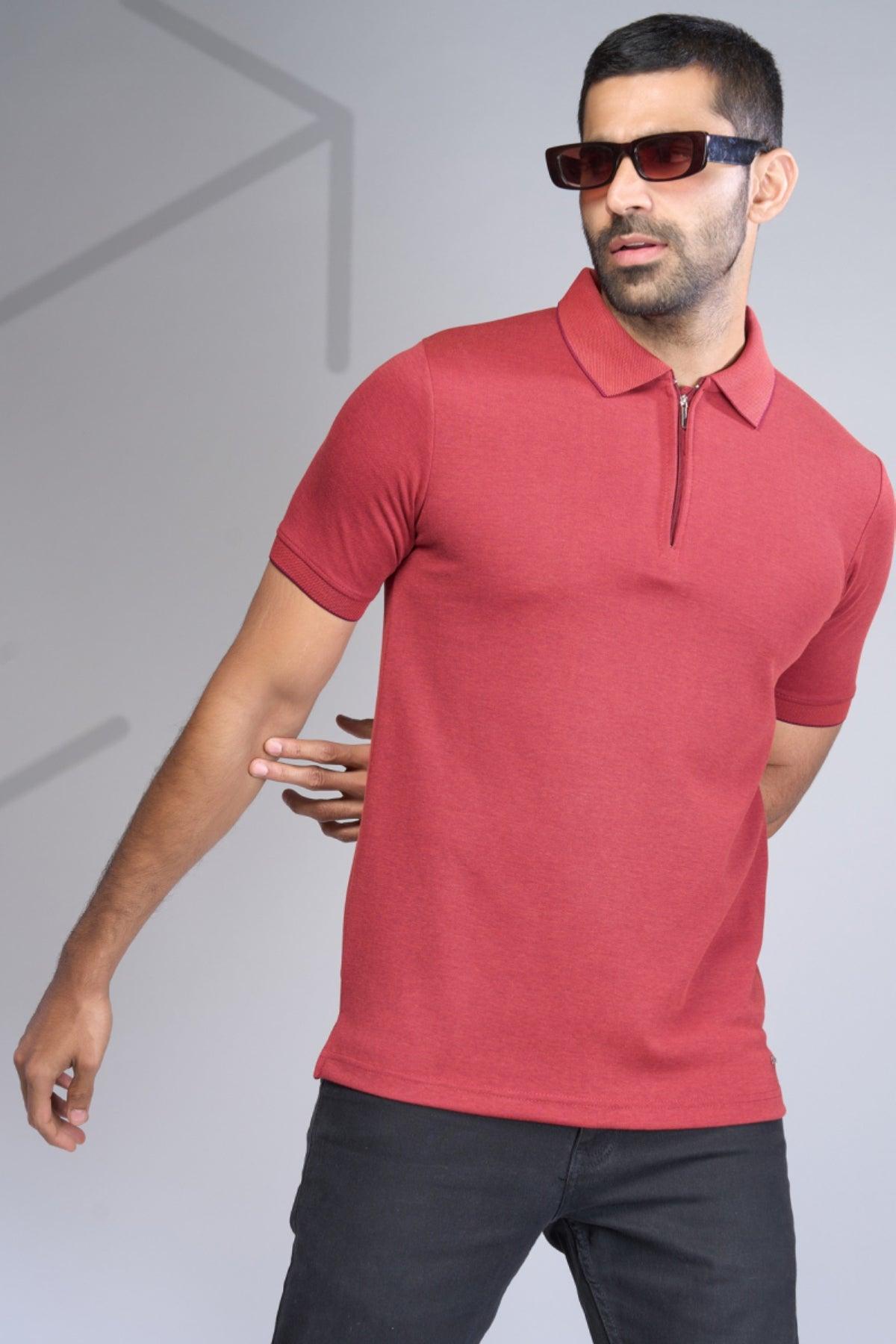Classic Zip-Front Polo Tee in Trendy Hues for Effortless Style! - Young Trendz