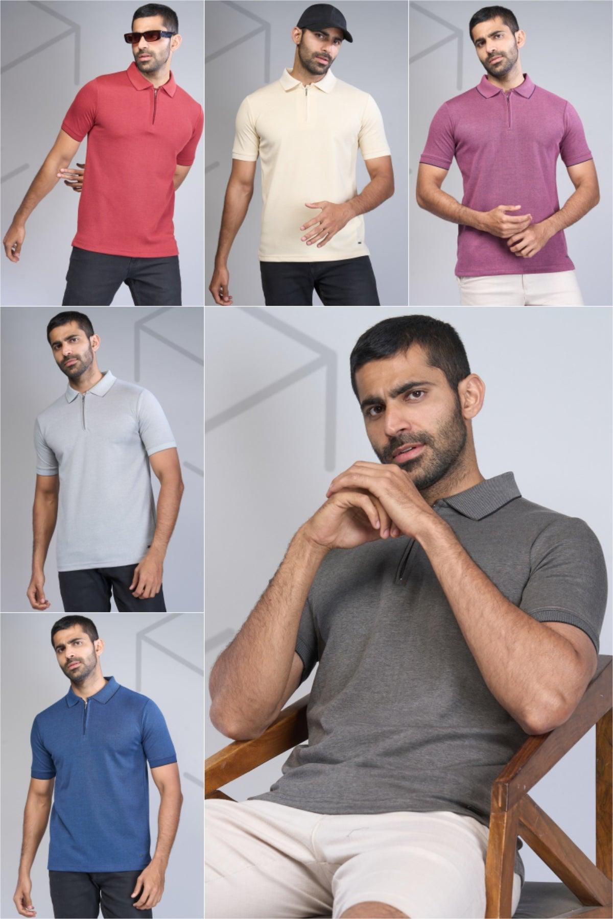 Classic Zip-Front Polo Tee in Trendy Hues for Effortless Style! - Young Trendz