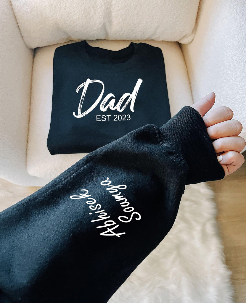 Dad's Legacy: Personalized Sweatshirt with EST Year and Little One's Name Print - Young Trendz