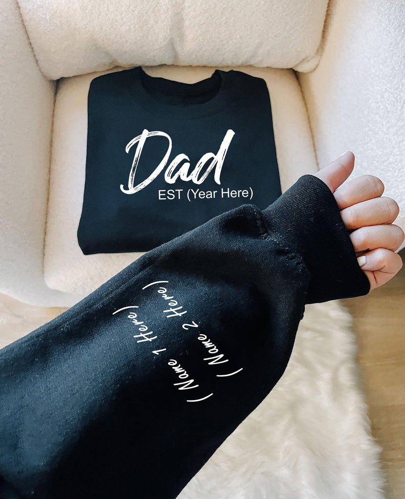 Dad's Legacy: Personalized Sweatshirt with EST Year and Little One's Name Print - Young Trendz