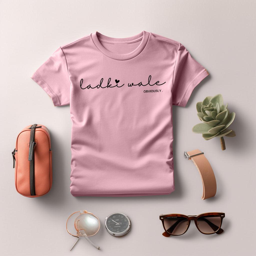 Trendy Marriage-Themed Printed T-Shirts for Women - (Pink) - Young Trendz