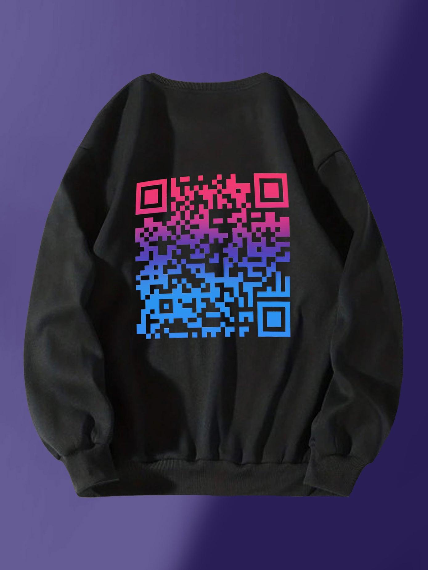 Custom OR-CODE OverSized T-Shirt & Swatshirt - Personalized QR Code Tees & Sweatshirt - Young Trendz