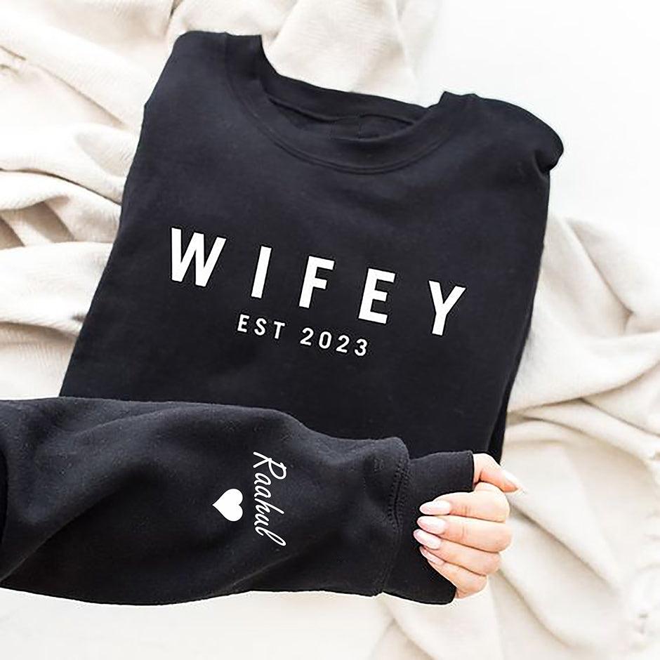 Forever Yours: Personalized Sweatshirt with Wife's EST Year and Hubby's Name Print - Young Trendz