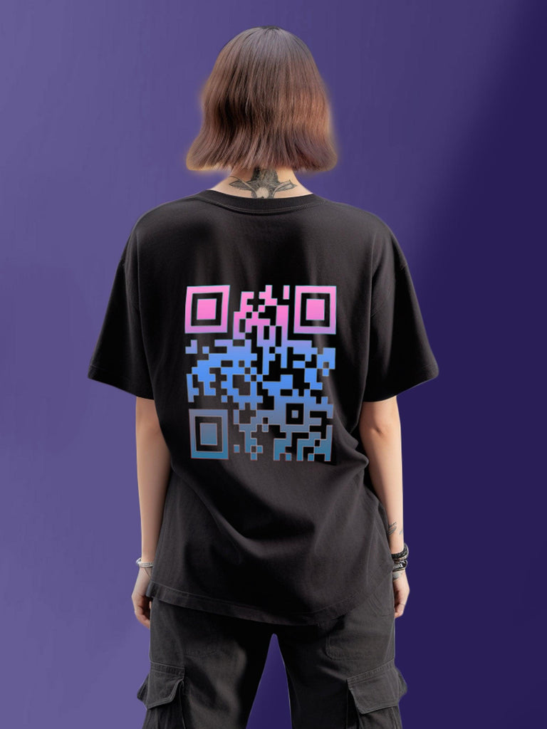 Custom OR-CODE OverSized T-Shirt & Swatshirt - Personalized QR Code Tees & Sweatshirt - Young Trendz