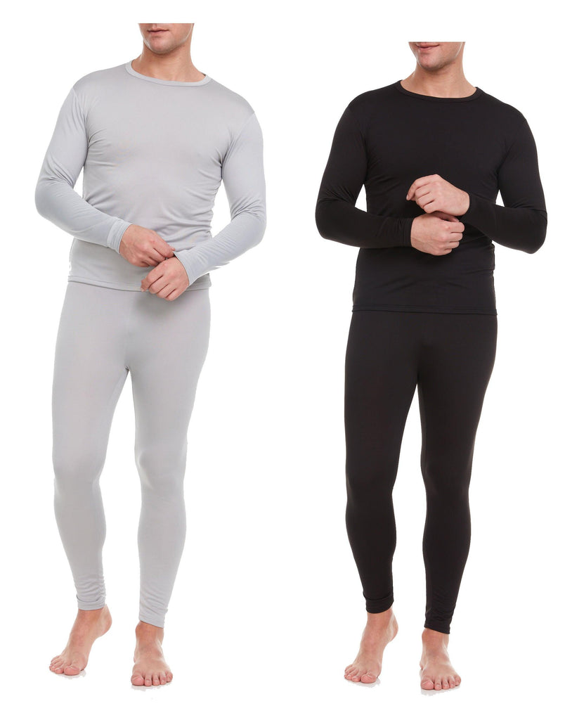 Double the Warmth: Men's 2 Combo Thermal Sets for Ultimate Comfort - (Grey,Black) - Young Trendz