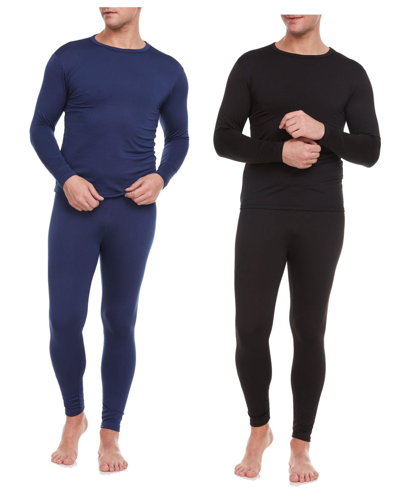 Double the Warmth: Men's 2 Combo Thermal Sets for Ultimate Comfort - (Black,Navy) - Young Trendz