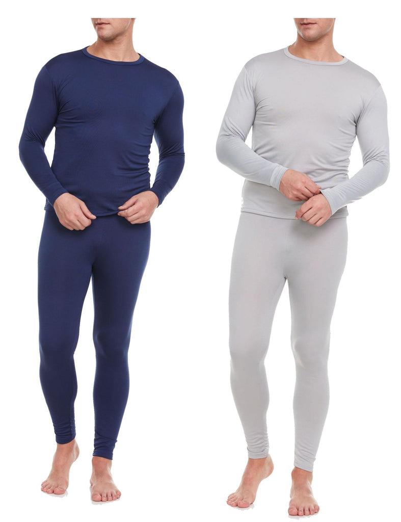 Double the Warmth: Men's 2 Combo Thermal Sets for Ultimate Comfort - (Navy,Grey) - Young Trendz