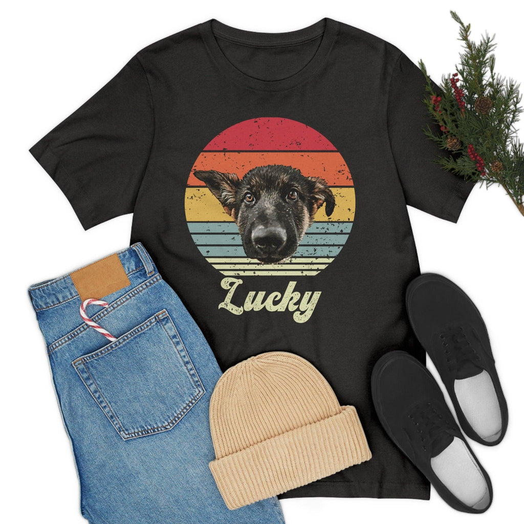 Custom Dog/Cat Tshirt Vintage, Retro T-shirt with your Pet's Photo & Name - Young Trendz