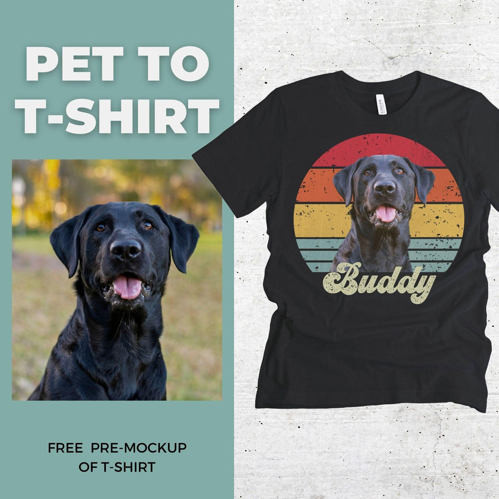 Custom Dog/Cat Tshirt Vintage, Retro T-shirt with your Pet's Photo & Name - Young Trendz