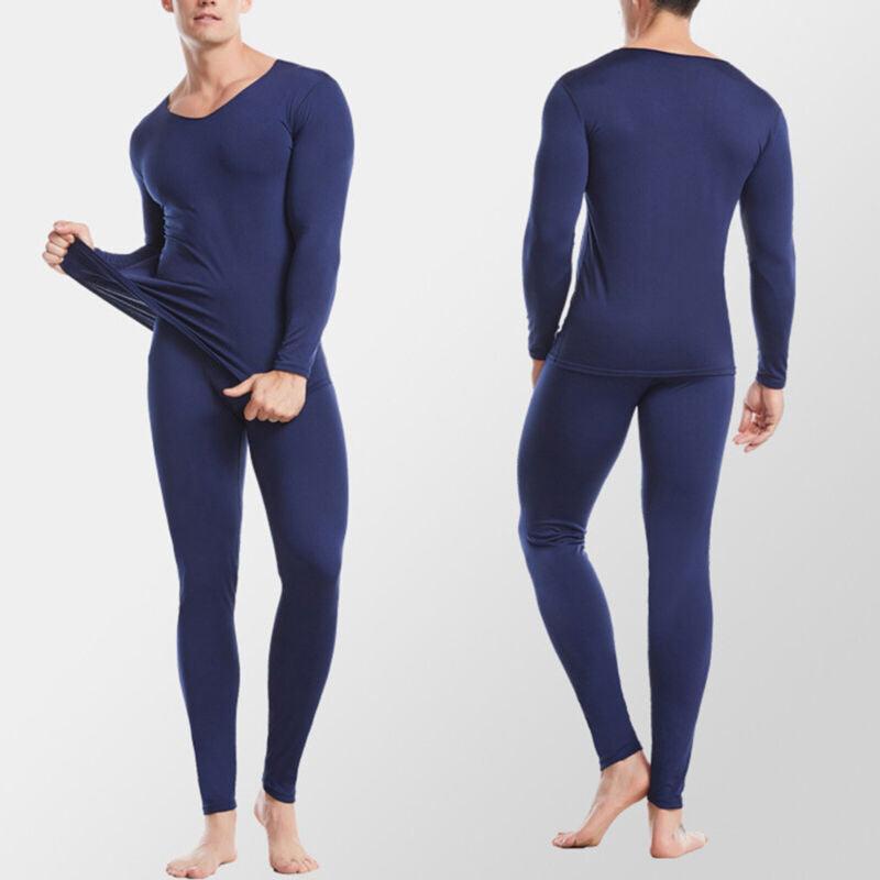 Double the Warmth: Men's 2 Combo Thermal Sets for Ultimate Comfort - (Black,Navy) - Young Trendz