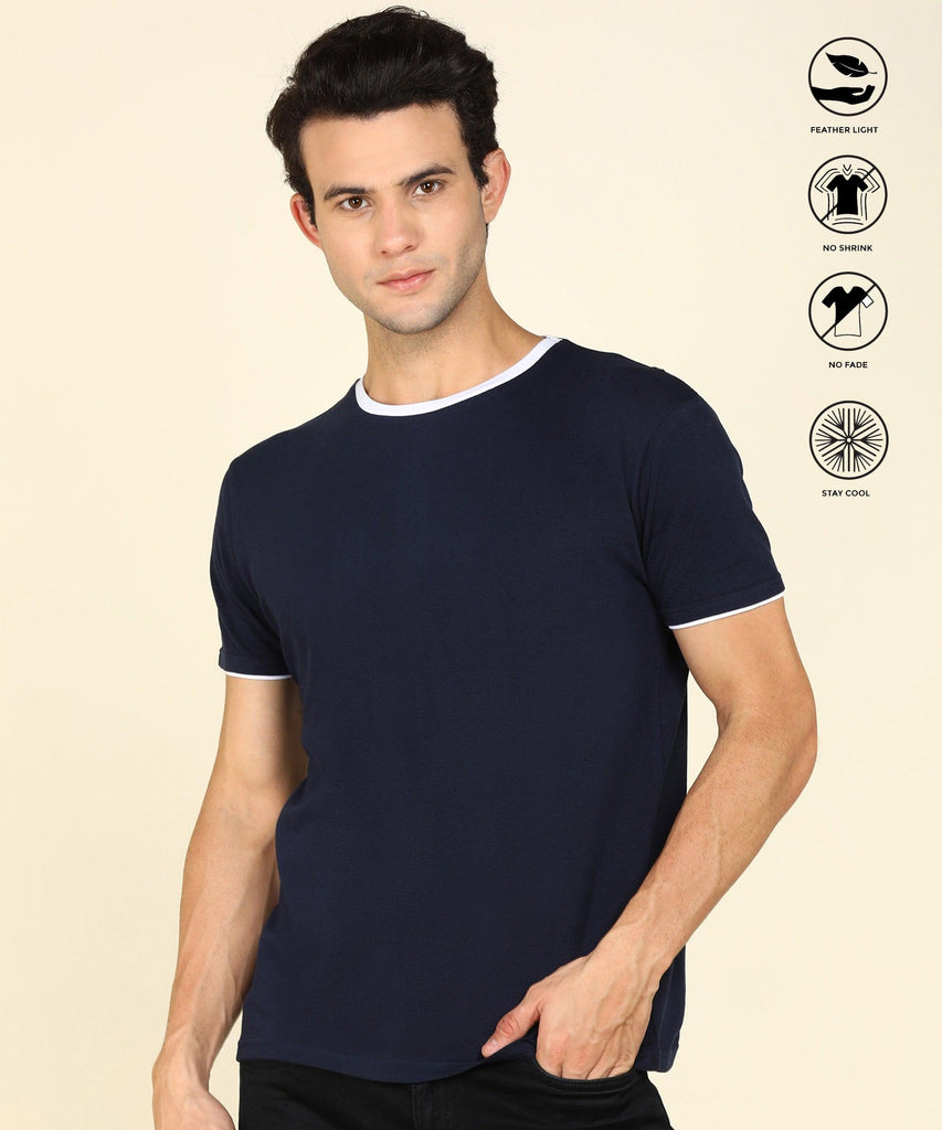 Mens Contrast Crew Neck Half Sleeve T-Shirts - Young Trendz
