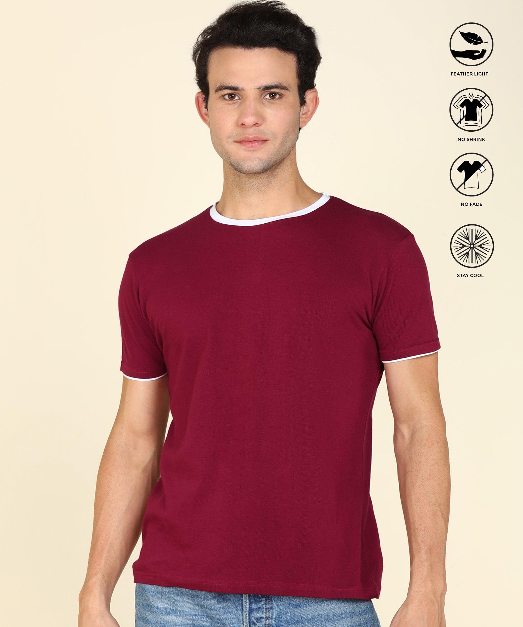 Mens Contrast Crew Neck Half Sleeve T-Shirts - Young Trendz