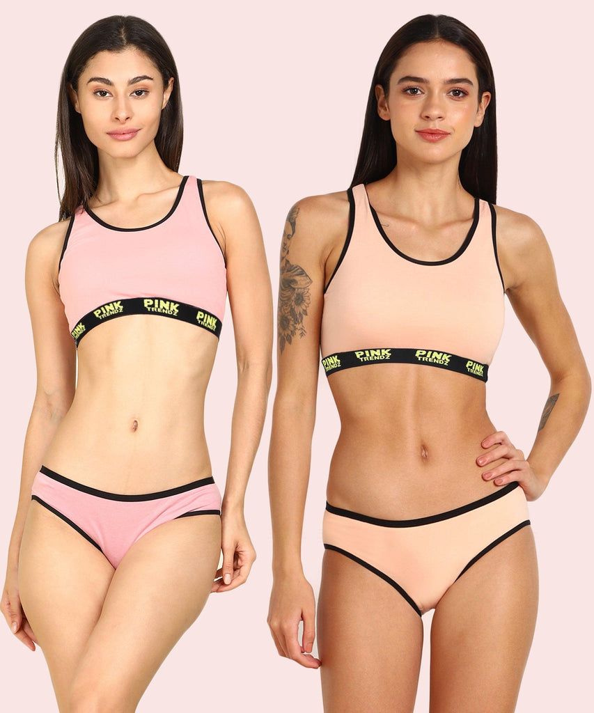 Womens Pink Trendz Sports Bar Bikini Comobo Swim Wear Set - Young Trendz