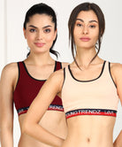 Womens Non Padded Love Elastic Combo Sports Bra - Young Trendz