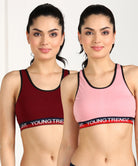 Womens Non Padded Love Elastic Combo Sports Bra - Young Trendz